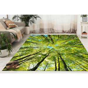 Tapis imprimé paysage de branche d'arbre vert pour la décoration de salon de luxe, tapis en chenille - Product Image 2