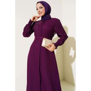 Abaya Stone à Manches Plissées Violet - Product Image 3