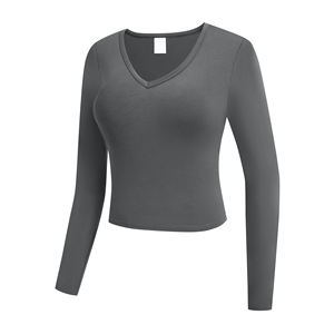 2025เสื้อครอปสตรีแบบลำลอง100% เอวสูงเข้ารูปผ้าฝ้ายยืดได้แขนสั้นสไตล์สาวอเมริกัน - Product Image 6