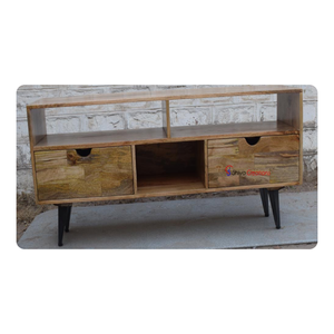 Meuble TV en bois massif et industriel vintage, meuble d'intérieur avec pieds en métal, vente en gros en vrac pour salon et salle à manger - Product Image 6