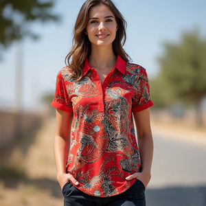 Ropa deportiva Stripe Line Polo Shirt Mujeres Jogging Turn Down Collar Camisas de manga corta Sublimación Golf Polo Shirts Ladies - Product Image 2