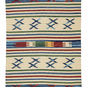 Tapis de prière, de camping et de pique-nique en coton tissé à la main, beige, à motifs floraux modernes, lavable en machine, écologique, multicolore, pour la maison et les voyages - Product Image 1