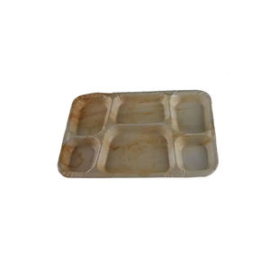 Meilleures assiettes à 5 compartiments 35x25cm en feuille de palmier assiettes carrées jetables en vrac pour mariages traiteur fêtes restaurants - Product Image 2