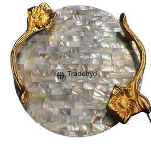 Tradebyd MOP Bandeja con incrustaciones Bandeja decorativa de nácar de lujo para servir comedor y decoración del hogar - Product Image 2