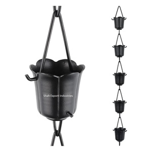 New Arrival Black Powder Coated Metal Scallop Cup Rain Chain <b>For</b> Home <b>Garden</b> Outdoor Decor Hanging Rain Chain - Product Image 4