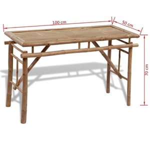 VidaXL Table à bière avec 2 bancs en bambou et imperméable à l'eau, l'ensemble est durable et facile à nettoyer avec un chiffon humide. - Product Image 6