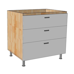 Module d'armoire de cuisine de style Shaker de 80 cm avec 3 tiroirs, base d'évier en MDF, RTA pour appartement MTBD014 - Product Image 1