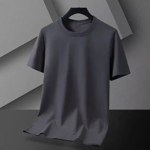OEM 180 g modal verano Camiseta de manga corta de cuello redondo de los hombres de seda de hielo de color sólido de gama alta de sensación de hielo Camiseta para los hombres - Product Image 5