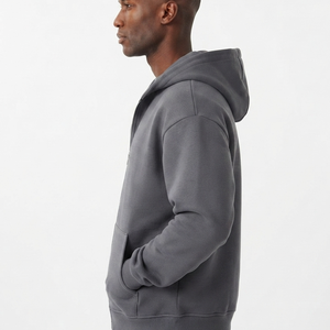 Sweat à capuche zippé gris pour homme, coupe droite, en molleton, décontracté, couleur unie, en coton tricoté, idéal pour l'automne – Nouvelle tendance très prisée - Product Image 6