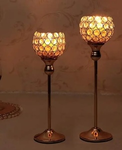 Décorations de pièce maîtresse bougeoir en cristal bougeoir argenté doré candélabres fantaisie pour table argent doré - Product Image 5