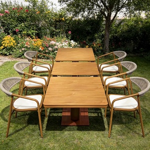 Mesa Telescópica <span class=keywords><strong>de</strong></span> Aluminio con Acabado Imitación Madera, Resistente al Óxido, para 10 Personas, Muebles <span class=keywords><strong>de</strong></span> Comedor para Exteriores, Terrazas y Fiestas, <span class=keywords><strong>Venta</strong></span> al Por Mayor - Product Image 4
