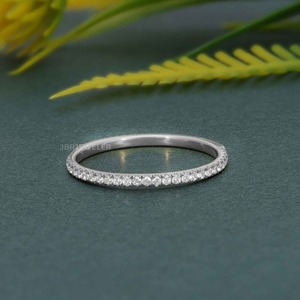 <b>Dainty</b> IGI Certified VVS Lab Grown Diamond 14k Solid <b>Gold</b> Eternity Wedding Band <b>Ring</b> High End Fine Fashion Luxury Women Jewelry - Product Image 3