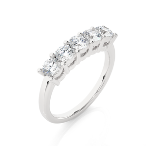 Alliance de mariage en moissanite de 0,50 ct en or blanc avec cinq pierres, produits de bagues en moissanite - Product Image 2