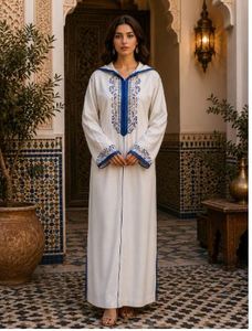 Djellabas marocaines traditionnelles brodées, modestes, islamiques, d'été, luxueuses, douces, infroissables, sur mesure, longues jusqu'au sol - Product Image 4
