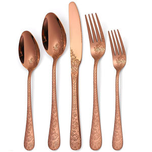 High-quality 18/10 stainless steel with a durable satin-brushed bronze finish for elegant modern dining - Product Image 4