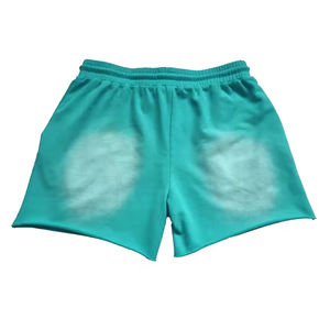 Short délavé à l'acide de couleur noire avec strass pour hommes, vêtements décontractés en coton, shorts délavés à l'acide avec appliques et distresses. - Product Image 2