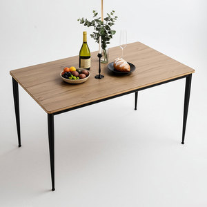 BA68164 140cm Minimalist <b>Dining</b> <b>Table</b> Set Industrial <b>Small</b> Plywood Top with Tapered Iron Legs Assembly Required - Product Image 1
