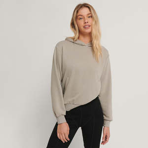 Sudadera Corta con Hombros Caídos para Mujer, 100% Algodón, Lisa, con Logotipo Personalizado, Estilo Urbano, Holgada - Product Image 1