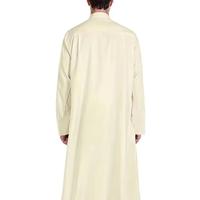 Jubah Thobe Islami Kerah Saudi untuk Pria, Kasual, Panjang Menyentuh Lantai, Longgar, 2 Kantong Samping, Kantong Ponsel di Dalam, Bahan Polyester yang Bernapas