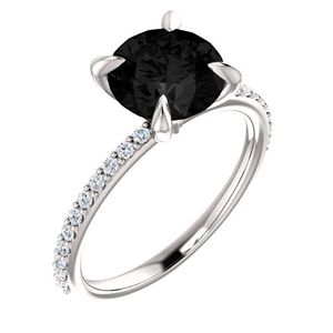 Anillo de Diamantes Negros y Blancos con Corte Redondo y Engaste de Puntas para Mujer - Product Image 4