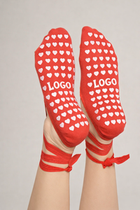 Calcetines de Ballet Rosa Bailarina, Calcetines de Pilates, Calcetines Rojos Antideslizantes, Calcetines de Yoga con Logotipo Personalizado - Product Image 2