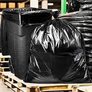 ถุงขยะดำแบบม้วนสำหรับใช้ในครัวเรือน ย่อยสลายได้ รีไซเคิลได้ พิมพ์โลโก้ตามสั่ง ขายส่ง พร้อมซิปปิดด้านบน ผลิตจากพลาสติก LDSPE - Product Image 2