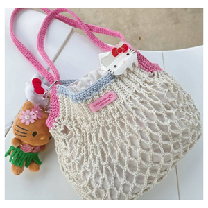 Bolso de Ganchillo, Bolso de Mano de Hilo de Algodón con Diseño de Cuadrados de Abuela para Atuendos de Estilo Vintage y Venta al por Menor en Boutique, Origen Vietnam - Product Image 1