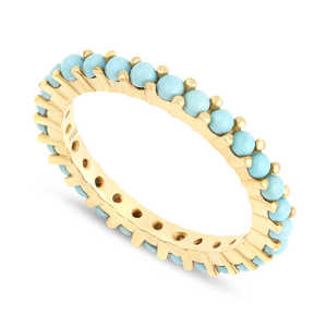 Anillo Clásico de Oro con Turquesa y Engaste de Puntas, Minimalista y Elegante para Uso Diario, Estilo Romántico - Product Image 1