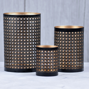 Ensemble de 2 lampes votives en fer de créateur, enduit de poudre d'or noir, décoration de Noël en métal argenté, ambiance de vie en bois - Product Image 2