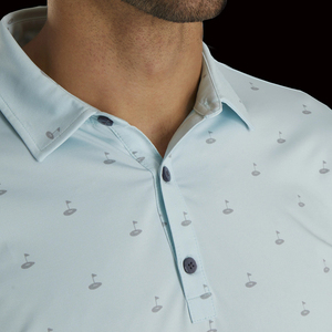 เสื้อโปโลสำหรับผู้ชายเสื้อกอล์ฟผ้าคอตตอนแบบ100% แห้งเร็วป้องกันรอยยับออกแบบโลโก้ได้ตามต้องการมีความชื้นพิมพ์ลายถัก - Product Image 3