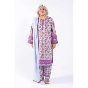 Camisa de Lino y Seda con Estampado Floral Azul sin Costuras para Mujer, Estilo Vintage, Larga, Talla XL, para Primavera y Otoño - Product Image 1