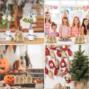 Petits sacs cadeaux sacs en toile de jute avec cordon de serrage sacs de jute réutilisables pour les faveurs de fête de mariage d'anniversaire, Halloween, OEM de Noël - Product Image 5