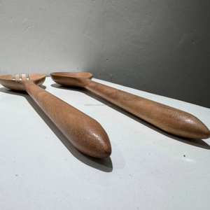 Servidores de ensalada de madera ecológicos de estilo europeo moderno Cubiertos sostenibles con logotipo personalizado para una alimentación saludable en las fiestas en casa - Product Image 1