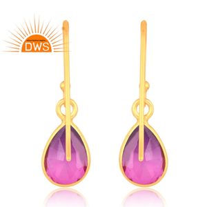 Pendiente colgante de piedras preciosas de cuarzo doblete de amatista bio chapado en oro de 18 quilates de la mejor calidad, fabricante de joyería fina Demi - Product Image 4