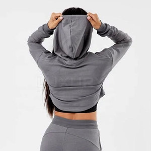 Automne hiver vêtements femmes doux haut court sweats à capuche à manches longues décontracté coton haut court femmes sweats à capuche - Product Image 2