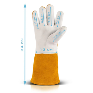 Guantes de soldadura MIG hechos de cuero dividido de vaca duradero Guantes de soldadura MIG cómodos con forro interior suave resistente al calor - Product Image 6