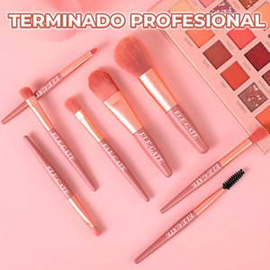 Ensemble de maquillage professionnel rose corail 8 pièces, poils synthétiques personnalisables, super doux pour le visage, les joues, les lèvres, comprend un sac de maquillage - Product Image 5