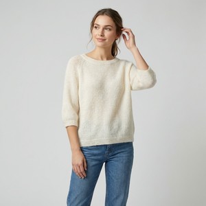 Pull en tricot côtelé à manches raglan 3/4, 30% alpaga bébé - Product Image 1