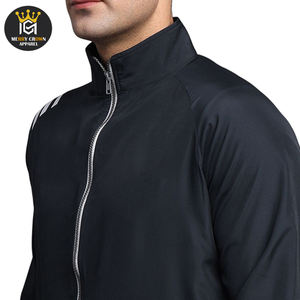 Couleur noire bonne qualité fermeture éclair complète bonne qualité conception Unique hommes portent tissu Polyester formation vêtements de Fitness survêtements - Product Image 5