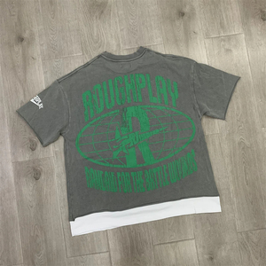 Camiseta de Manga Corta Rústica con Agujeros Estilo Vintage de la Marca de Moda RoughPlay Beat the Odds - Product Image 2