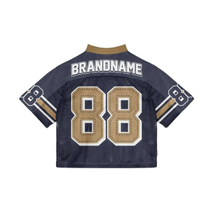 Custom Screen Printing Sports Wear American Jersey Tee Quick Dry Mesh Football Jersey <b>Men</b> Oversized <b>Cropped</b> Fit Boxy T-Shirts - Product Image 2