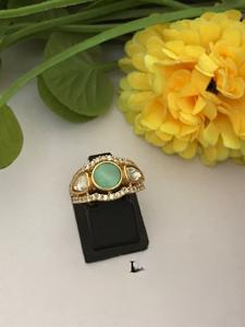 Elegante anillo elegante ajustable Kundan Real chapado en oro de alta calidad para la función y la colección de ropa de boda para mujeres - Product Image 2