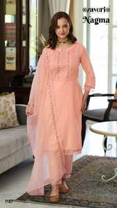 Sexy Party Wear Nuevo 2023 Diseñador Diwali Colección Pure Cotton Kurti Pant Con Dupatta Con Bordado Trabajo Proveedor Mundial - Product Image 5