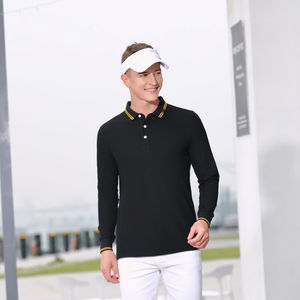 Nuevo diseño de los hombres escote bordado de manga larga Polo Camiseta de algodón de negocios Casual Equipo de Trabajo Polo de los hombres - Product Image 3
