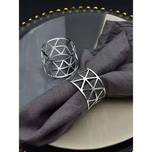 Anneaux de serviette sophistiqués en acier inoxydable avec surfaces polies à la main et parfaits pour les décorations de table haut de gamme - Product Image 2