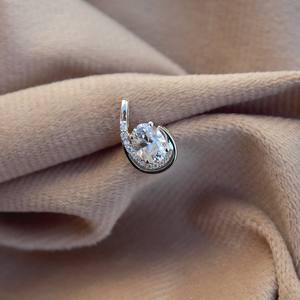 Pendentif à breloque en argent sterling 925 Moissanite taille ovale sans chaîne pour cadeau d'anniversaire pour femme - Product Image 2