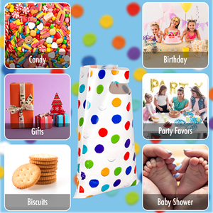 Colorful Polka Dot Eco-Friendly Recyclable Plastic Party Favor <b>Bags</b> with Handles for Kids Birthday Party Supplies - Product Image 2