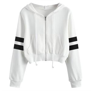 Wholesale High Quality Custom Gym <b>Crop</b> <b>Top</b> Hoodie Summer Workout Sweater - Product Image 3