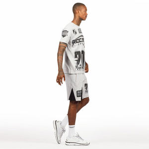 Vêtements d'été vintage pour hommes 100% coton ensemble de shorts d'été gris DTG imprimé respirant tissé tricoté Logo personnalisé - Product Image 3