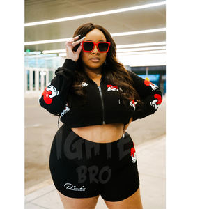 Alta calidad personalizado 100% algodón ligero primavera mujer Sudadera con capucha y pantalones cortos conjunto moda Color sólido Mujer Pantalones cortos conjuntos - Product Image 3